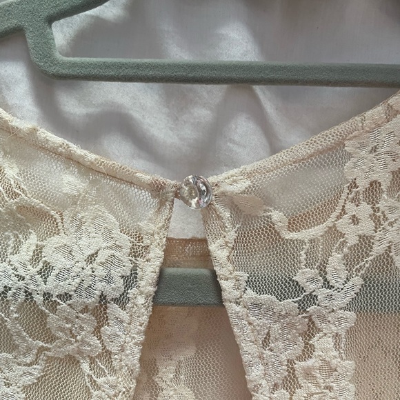 Classy Ivory and Tan Sheer Cocktail Dress - Picture 7 of 9